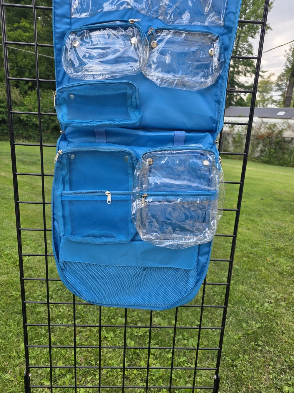 Blue Hanging Organizer with Clear Pockets - Home Storage & Organization